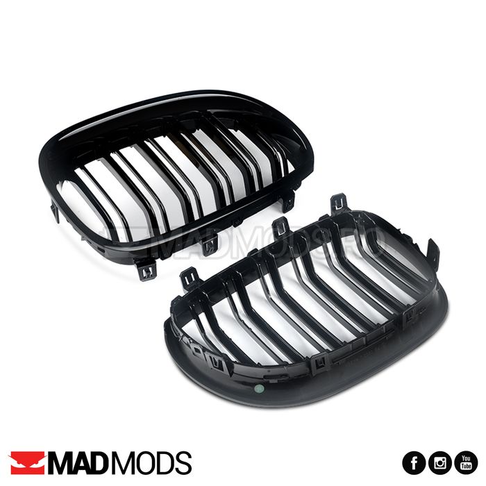 Set grile duble M BMW Seria 5 E60 E61 M5 2003-2010, Negru Lucios