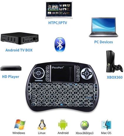 Mini tastatură Bluetooth iPazzPort, wireles Smart TV/laptop/pad