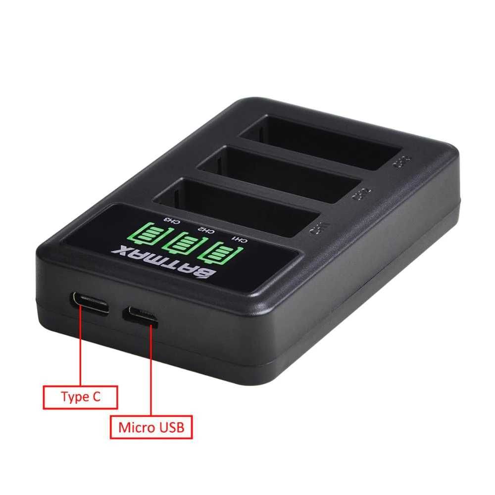 Тройно смарт зарядно за батерии за GoPro Hero 3 4 5 6 7 8