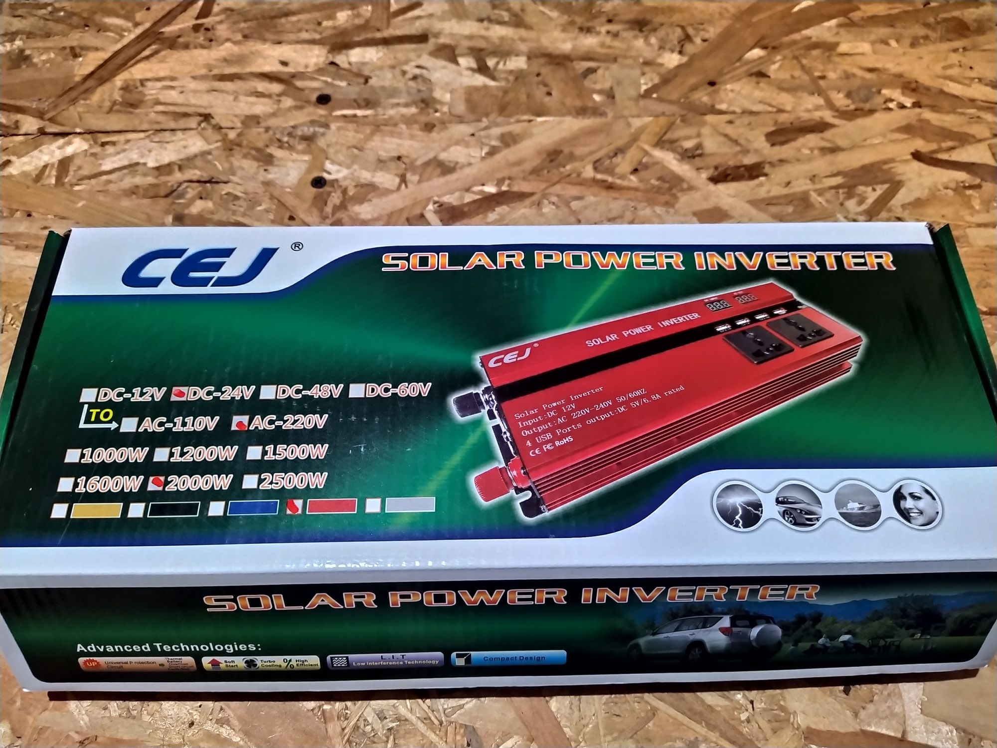 Invertor solar tensiune 24 V - 220 V putere 2000 W + cabluri