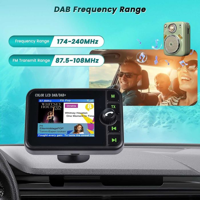 Hikity преносим DAB адаптер за кола с Bluetooth и LCD дисплей