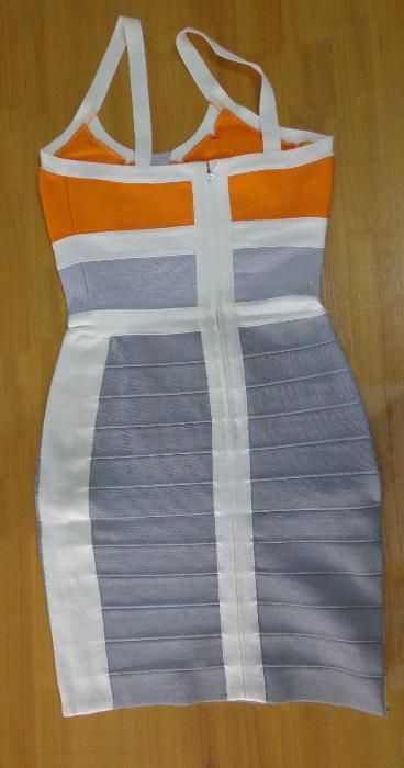 Herve Leg rochie stramta mulata fara etichete Rosu din benzi/gri alb