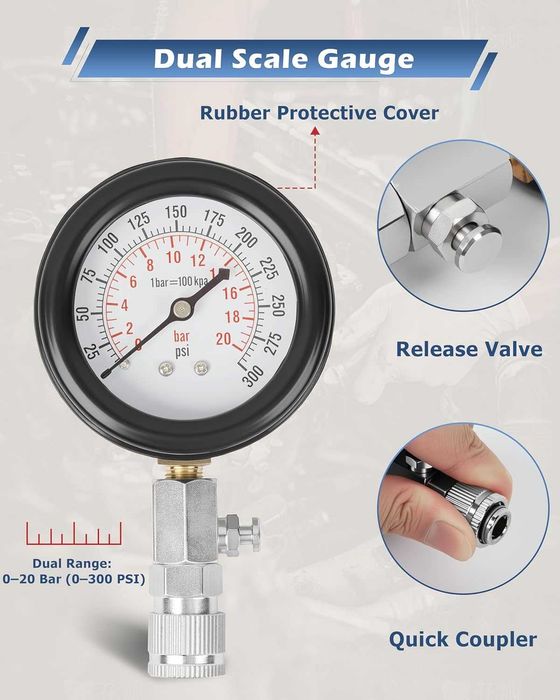 Kit Testare Compresie Motor Benzina 8 Piese cu Adaptoare