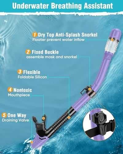 Нов Шнорхелинг сет 3 в 1 регулируеми плавници за възрастни маска море