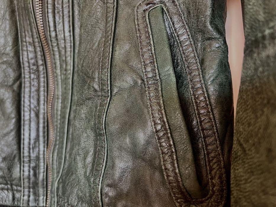 Кожено яке дамско сивозелено