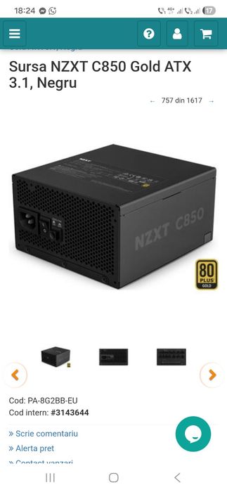 Sursa nzxt c750 bronze