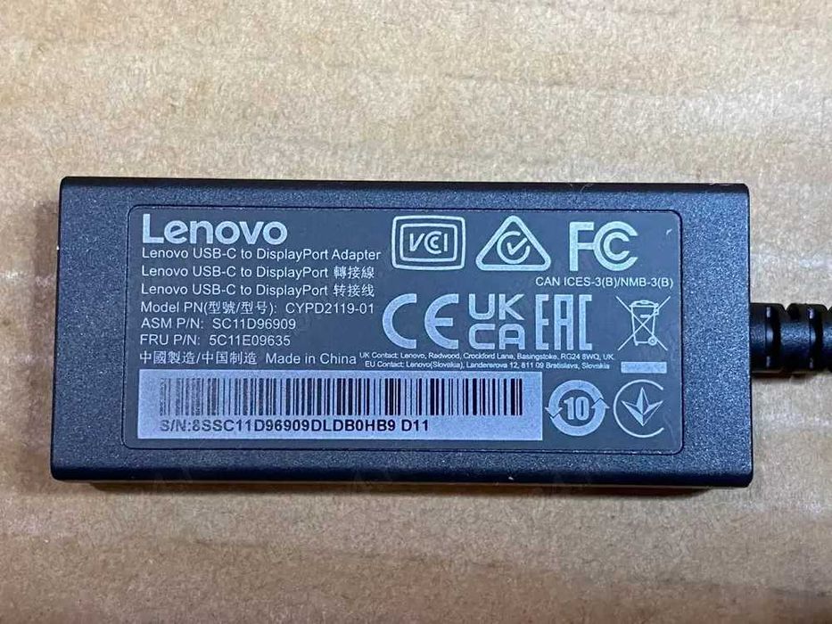 Adaptor Original Lenovo USB-C la DisplayPort, 4k, 60hz, NOU