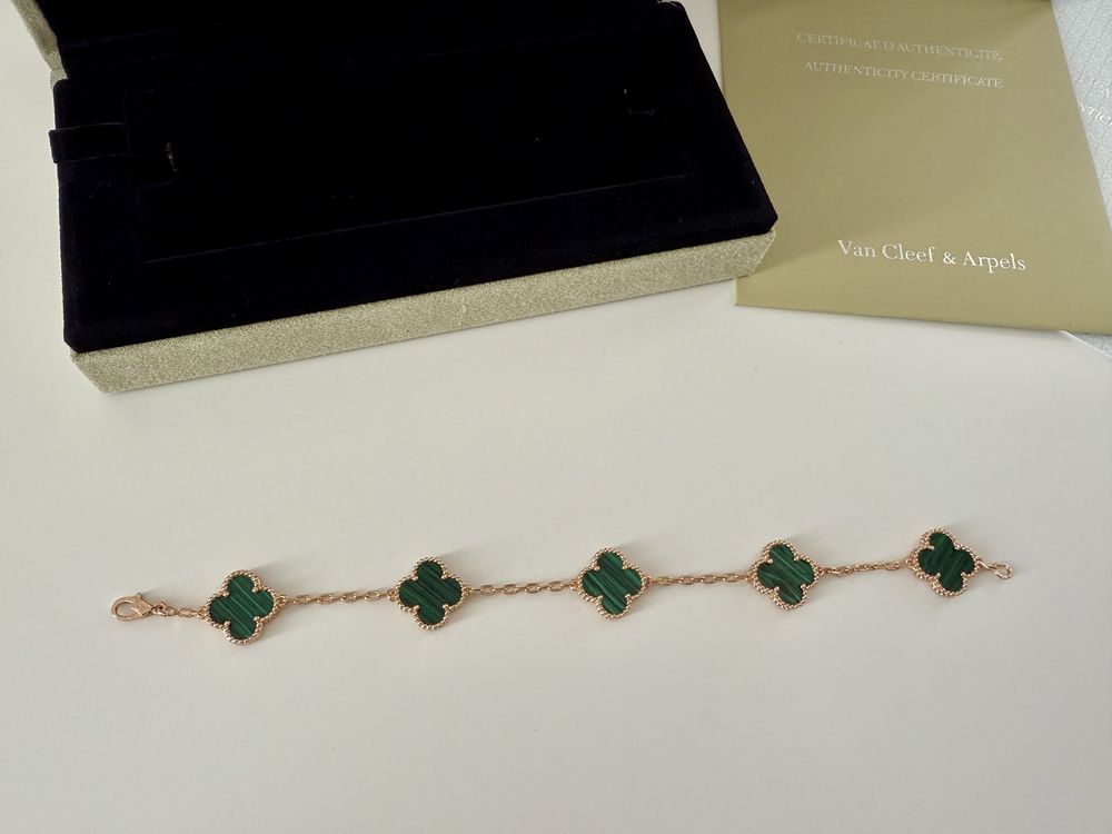 Van Cleef & Arpels Гривна с 18к Златно покритие - Цвят Зелен + Кутия