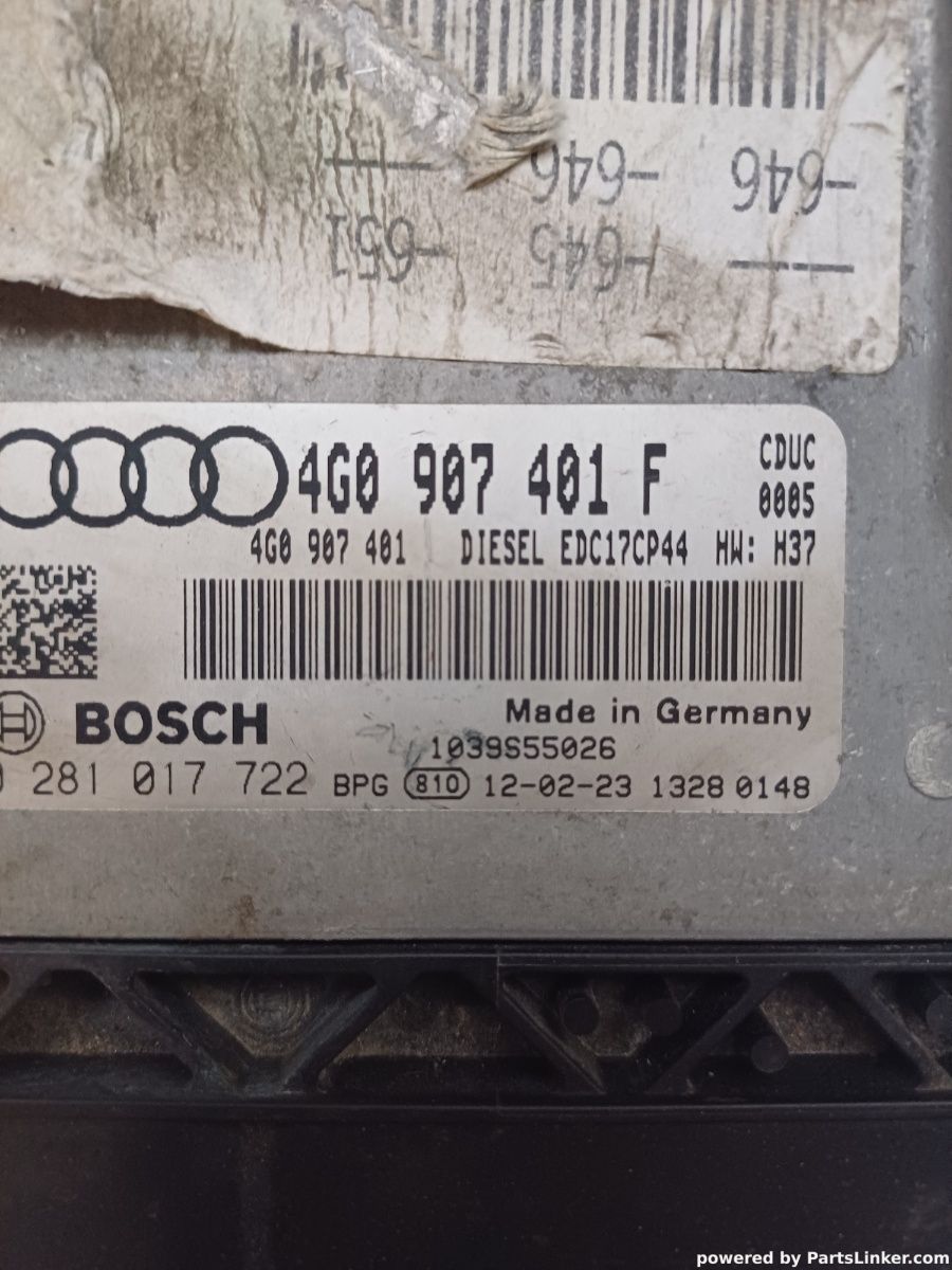 Calculator ECU AUDI A7 Sportback (4GA, 4GF) [ 2010 - 2018 ] TDI quattro (CDUC, CDUD, CKVB, CKVC) 180KW|245HP BOSCH 0281017722 OEM 4G0907401F