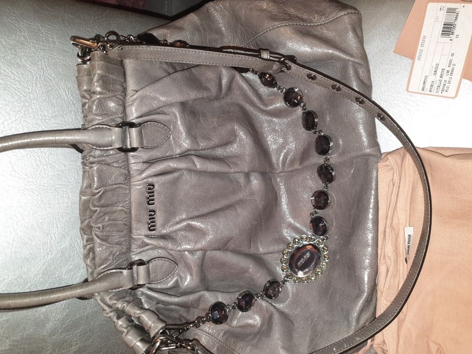 Оригинална чанта от естествена кожа Miu Miu by Prada
