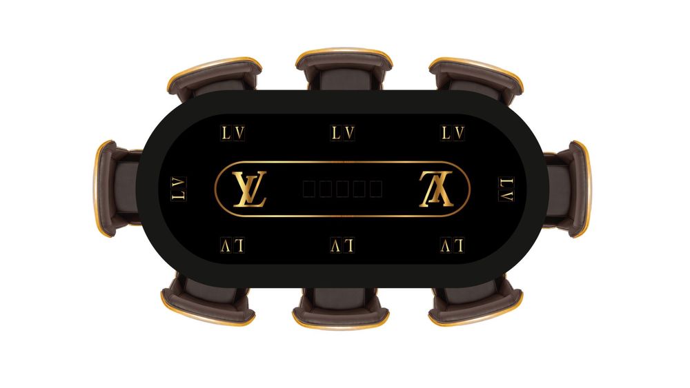 Masa Poker LV iluminata LED pe Customtables.eu Louis Vuitton Poker LED