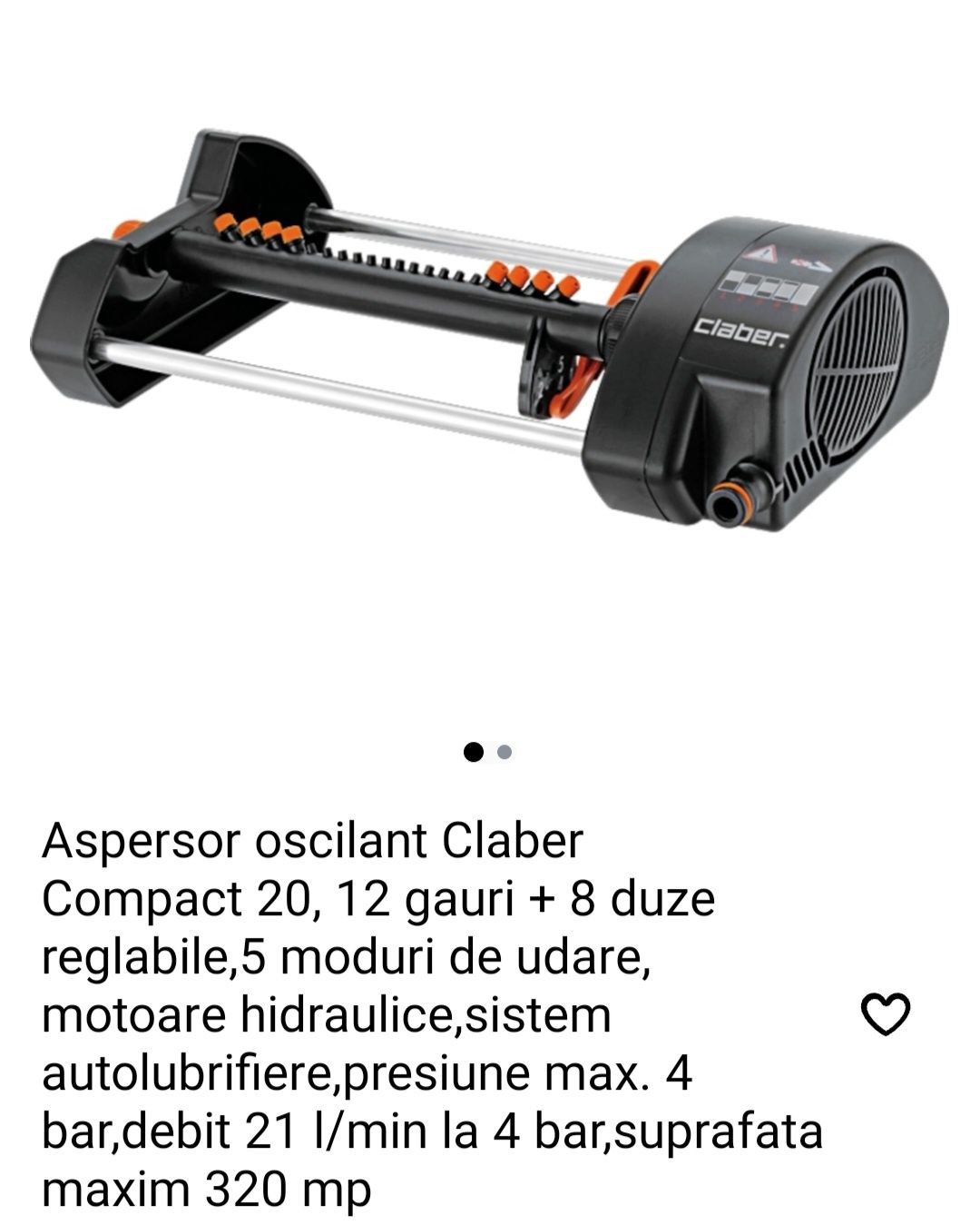 Aspersor oscilant Claber
Compact 20, 12 gauri + 8 duze