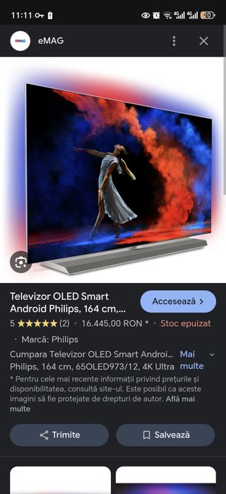 Televizor OLED PHILIPS 65 inch 4K Android și soundbar. Citit anuntul