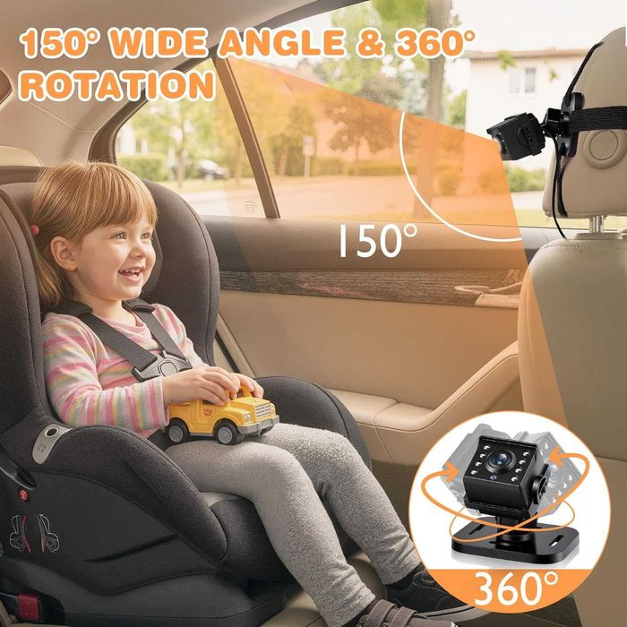 Zacro Бебешка камера за кола, 4.3'' дисплей за задната седалка
