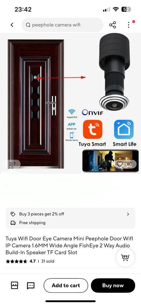 Camera WiFi Vizor Usa / Door camera / Movement Alarm