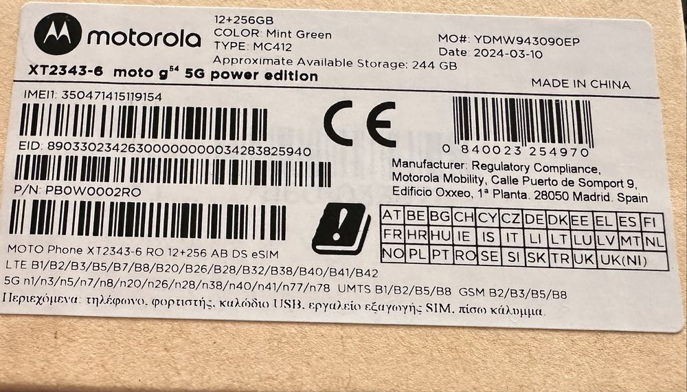 Motorola g54 12gb/256gb