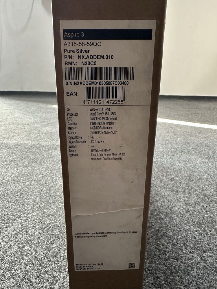 Noutbok acer Aspire intel core i5-1135G7