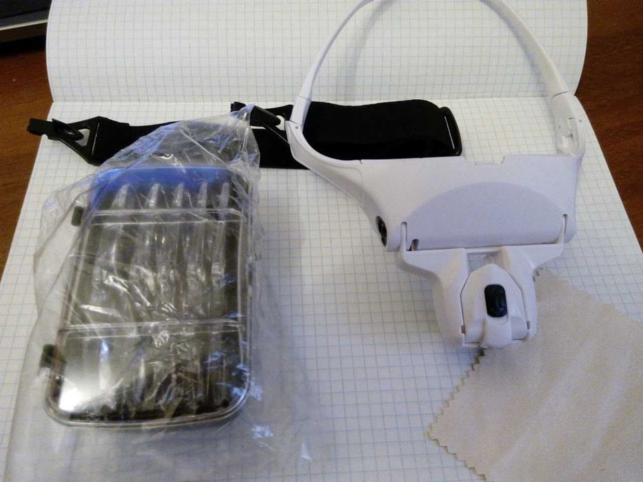 Лупа на голову с фонариком 5 линз