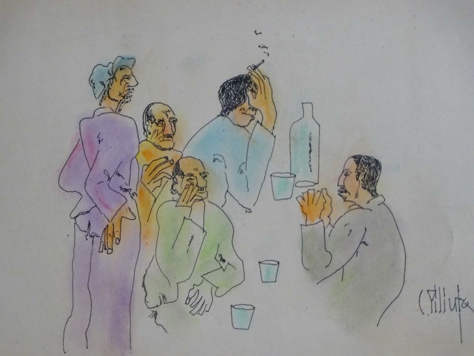 Tablou Constantin Piliuta ‘La bar’ | tus si culoare