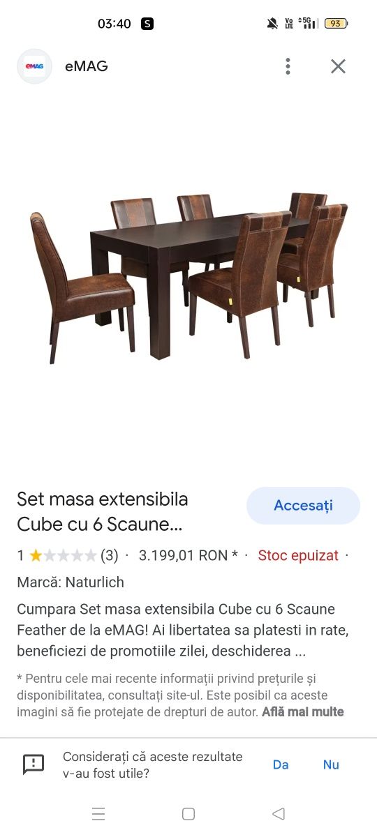 Vând masa extensibila și 6 scaune