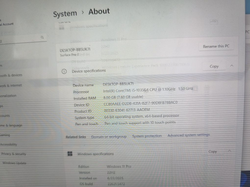 Surface 7 Pro procesor i5 gen 10 256GB