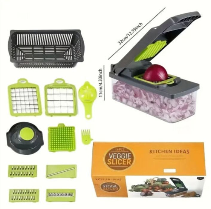 Feliator multifuncțional legume Veggie Slicer 12 în 1 – NOU în cutie,