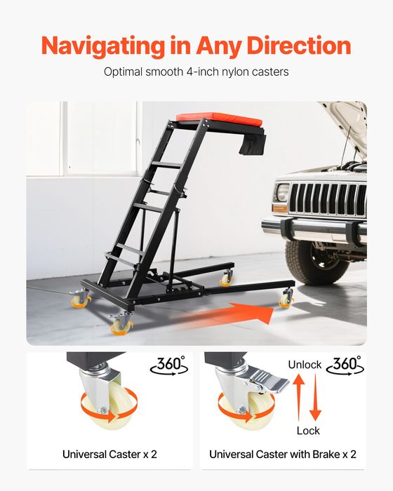 Creeper Auto,Capacitate 181kg,4 Roti Pivotante,1079-1645mm