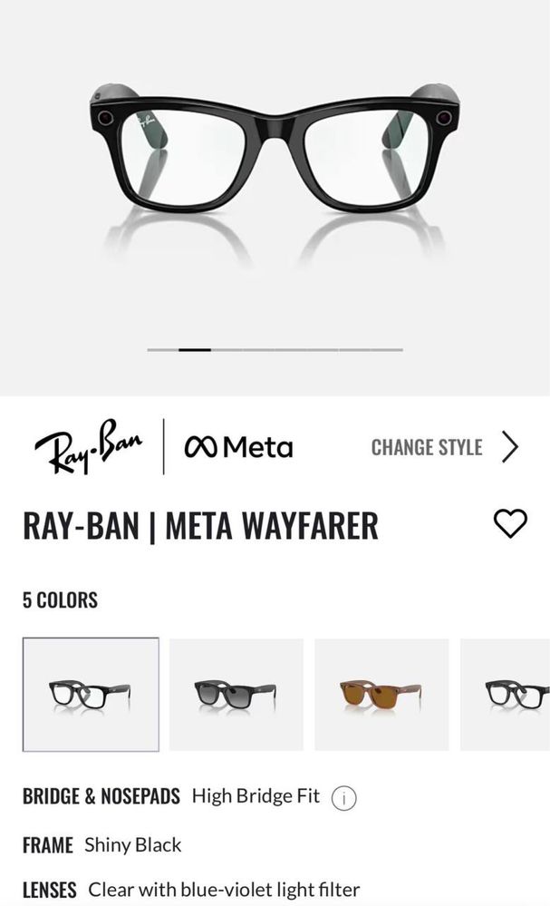 Новый Ray Ban Meta Wayfarer Shiny black! Бесплатная Доставка!