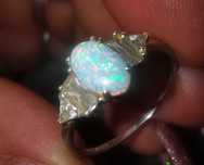 Inel din argint cu Opal alb natural, opal de foc