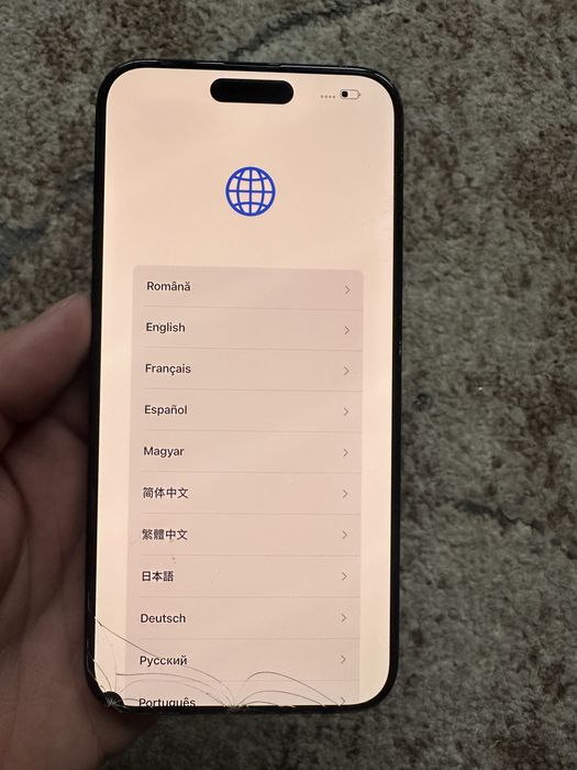 Display original iPhone 15 Pro Max fisurat, perfect functional