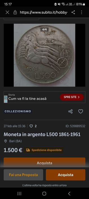 Vând monede de colectie străine sau din romania