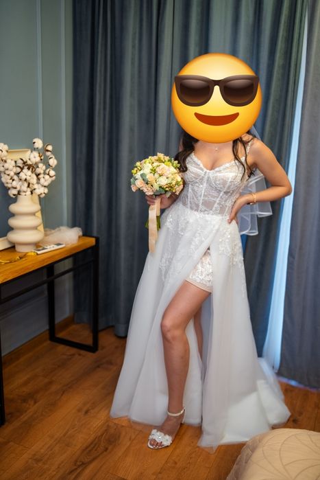 Булчинска / сватбена рокля с цепка и панталонки