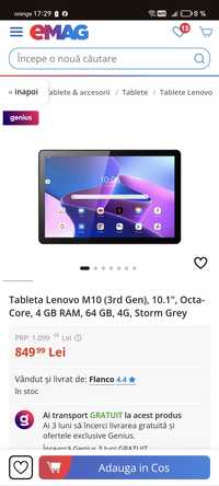 Vând tableta Lenovo Tab M10(3rd Gen)