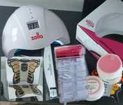 Set Unghii Kit Lampa Alba Gel Roz Sabloane Pila