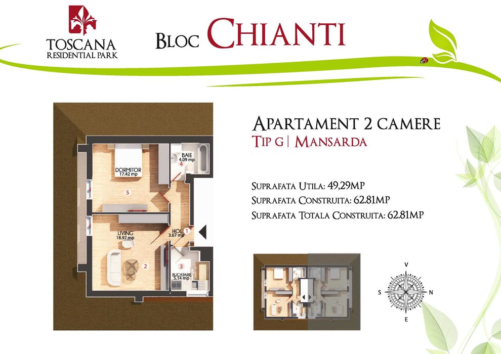 Apartament  vanzare 2 camere investitie Toscana Residence Park Otopeni