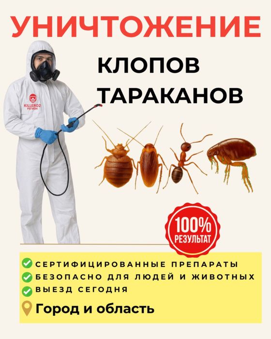 уничтожение клопов тараканов дезинфекция дезинсекция