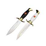 Set doua cutite de vanatoare,teaca din piele naturala, lama 440C,26 cm