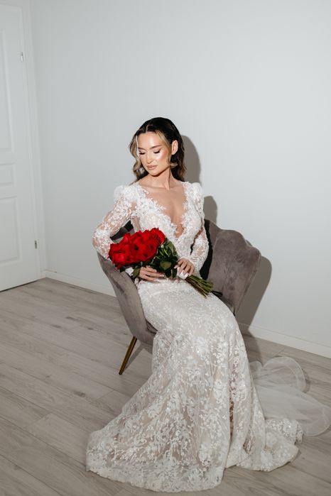 Rochie mireasa Sirena+ voal cu dantela