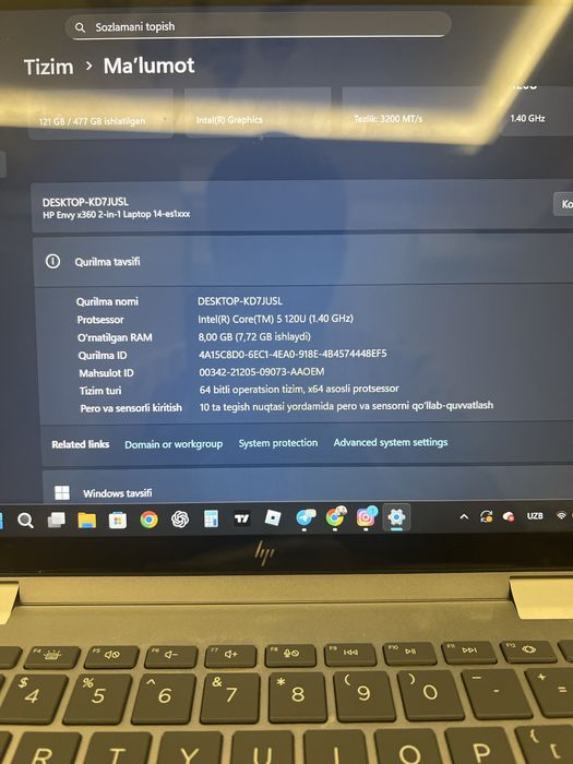 HP Envy x360 Core i5 Sensor