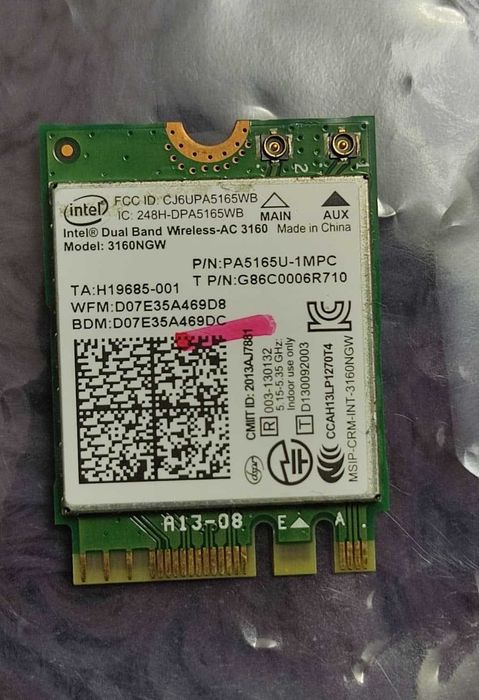 Placă WiFi Intel-3160NGW Dual Band, 1x1, 433 Mbps, Bluetooth 4.0