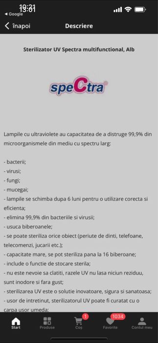 Sterilizator UV Spectra multifunctional