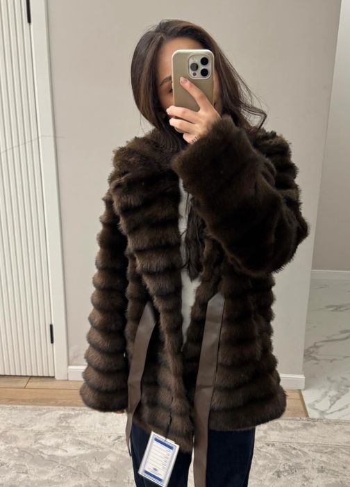 Шуба коричневый соболь
