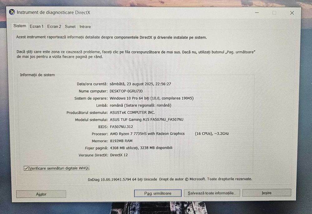 Asus TUF GAMING A15 AMD Ryzen 7-7735HS RTX 4050 6GB Zeus Amanet 2135