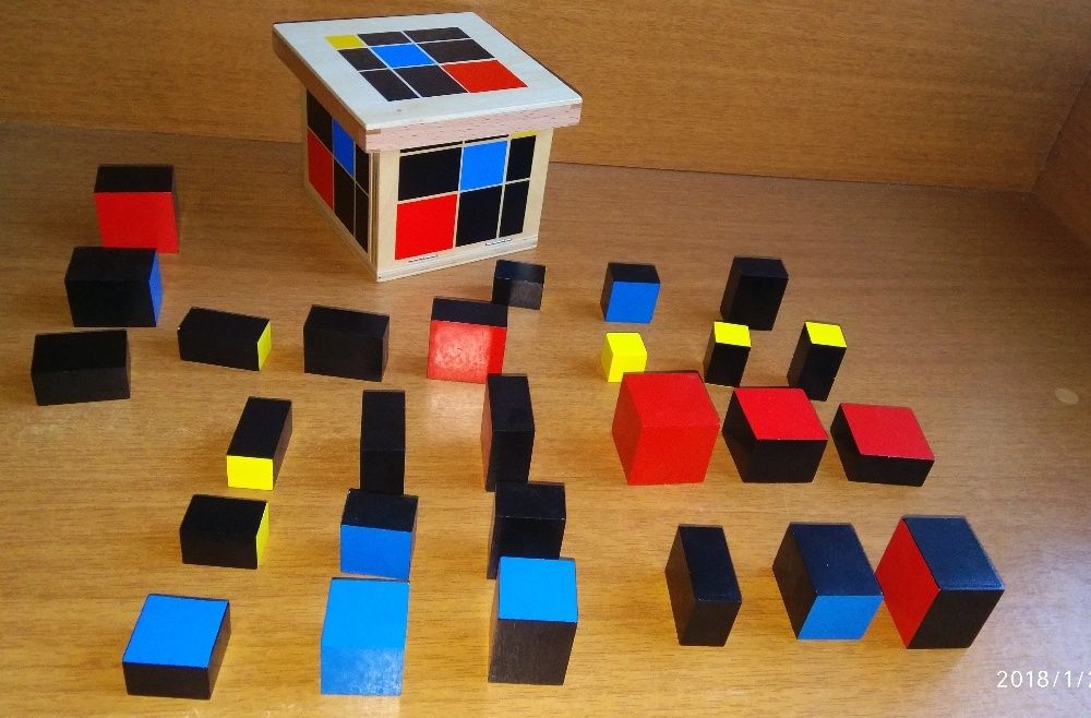 Montessori Trinomial Cube Монтесори Триномно Сензорно Кубче дървен