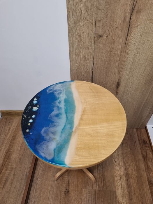 Măsuță de cafea cu rășină epoxidică + platou de servire