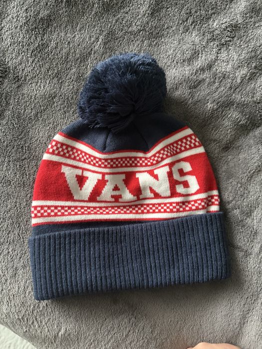 Vans caciula cu ciucure bleumarinncu rosu unisex marime OS noua