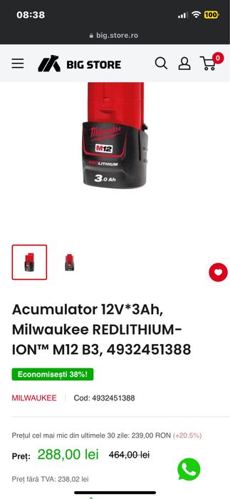 Acumulator milwaukee m12 3ah sigilat