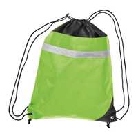 Rucsac sportiv cu siret, material netesut, dunga reflectorizanta,verde