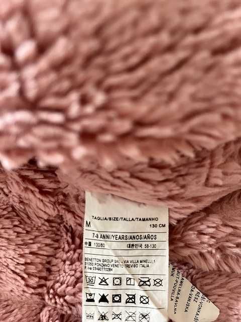 Зимно дълго яке Benetton - цвят антрацид с розов пух, водоустойчиво