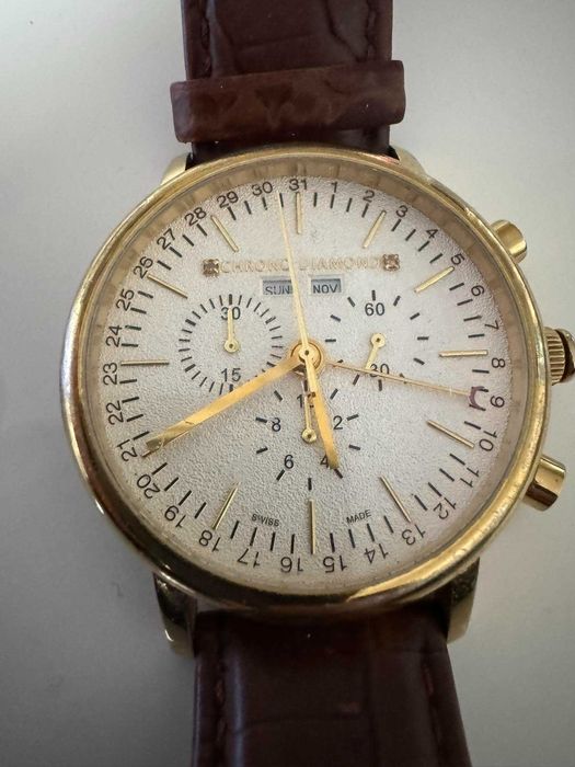 Часовник Chrono Diamond 11200G Argos gold IP brown